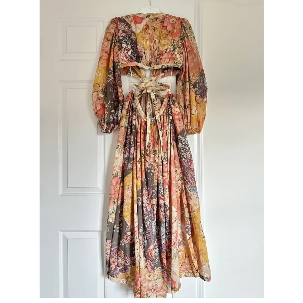 Zimmermann Floral Print Long Sleeve Cutout Cotton Dress - Picture 11 of 16